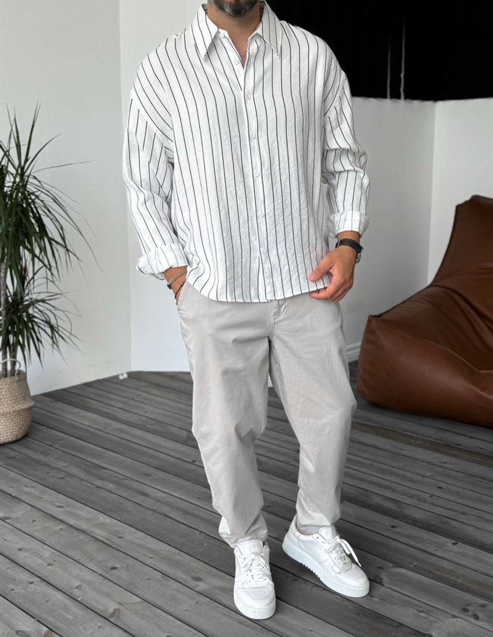 پیراهن راه راه استین بلند برندGiesto