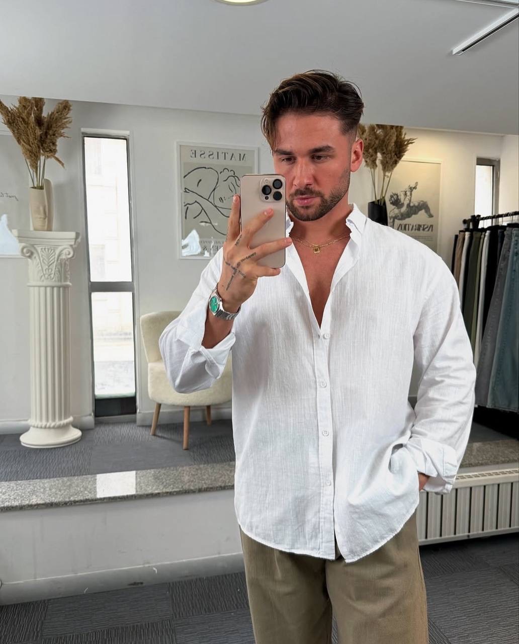 پیراهن نخی استین بلند برندGiesto