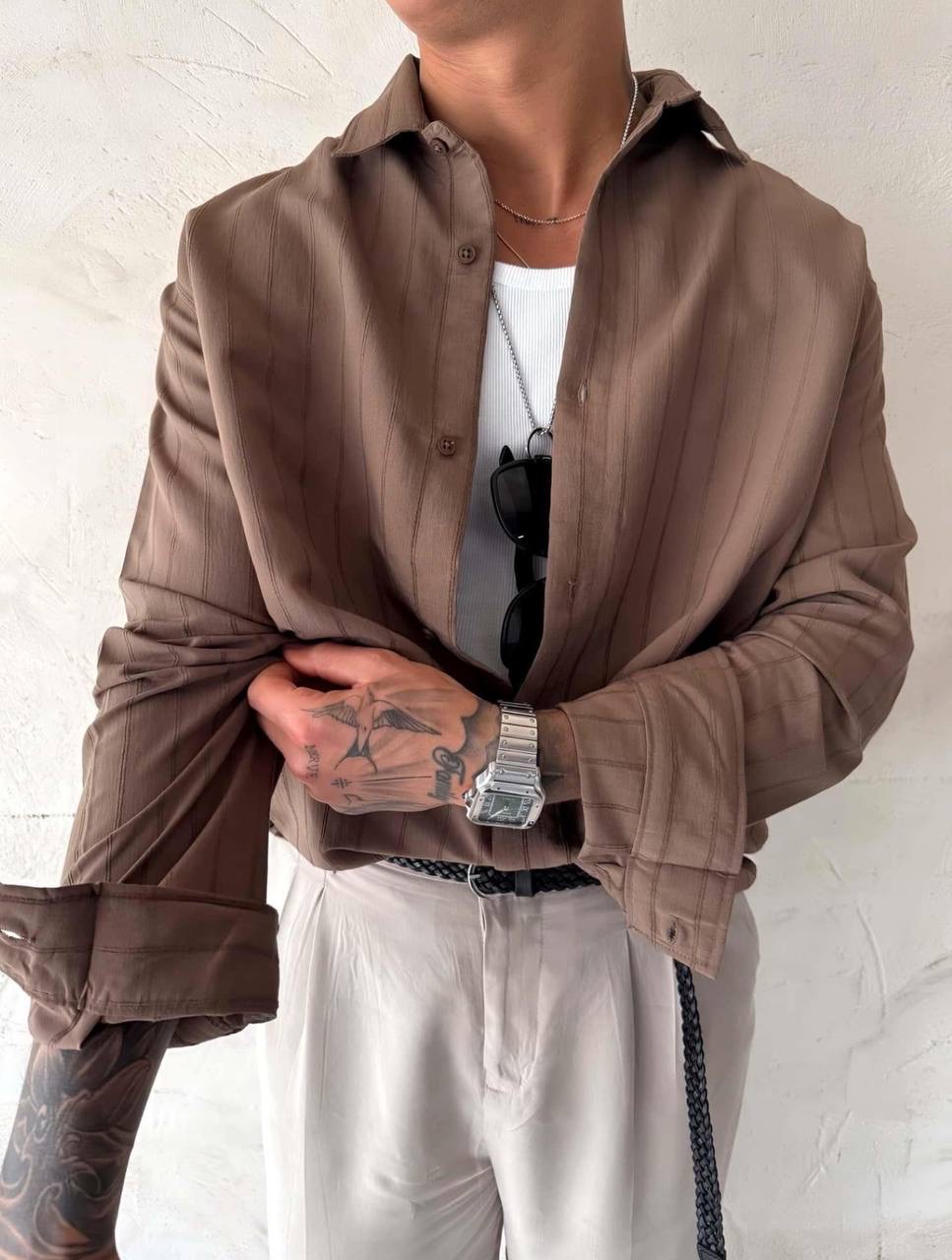 پیراهن خط دارآستین بلند برندvamos